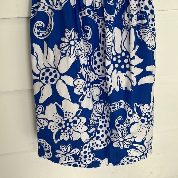 Lilly Pulitzer Strapless Blue and White Floral Mini Dress Size 6 - Picture 4 of 14